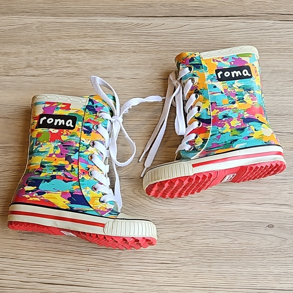 Roma Ilona Art Lace Up Rain Boots 7